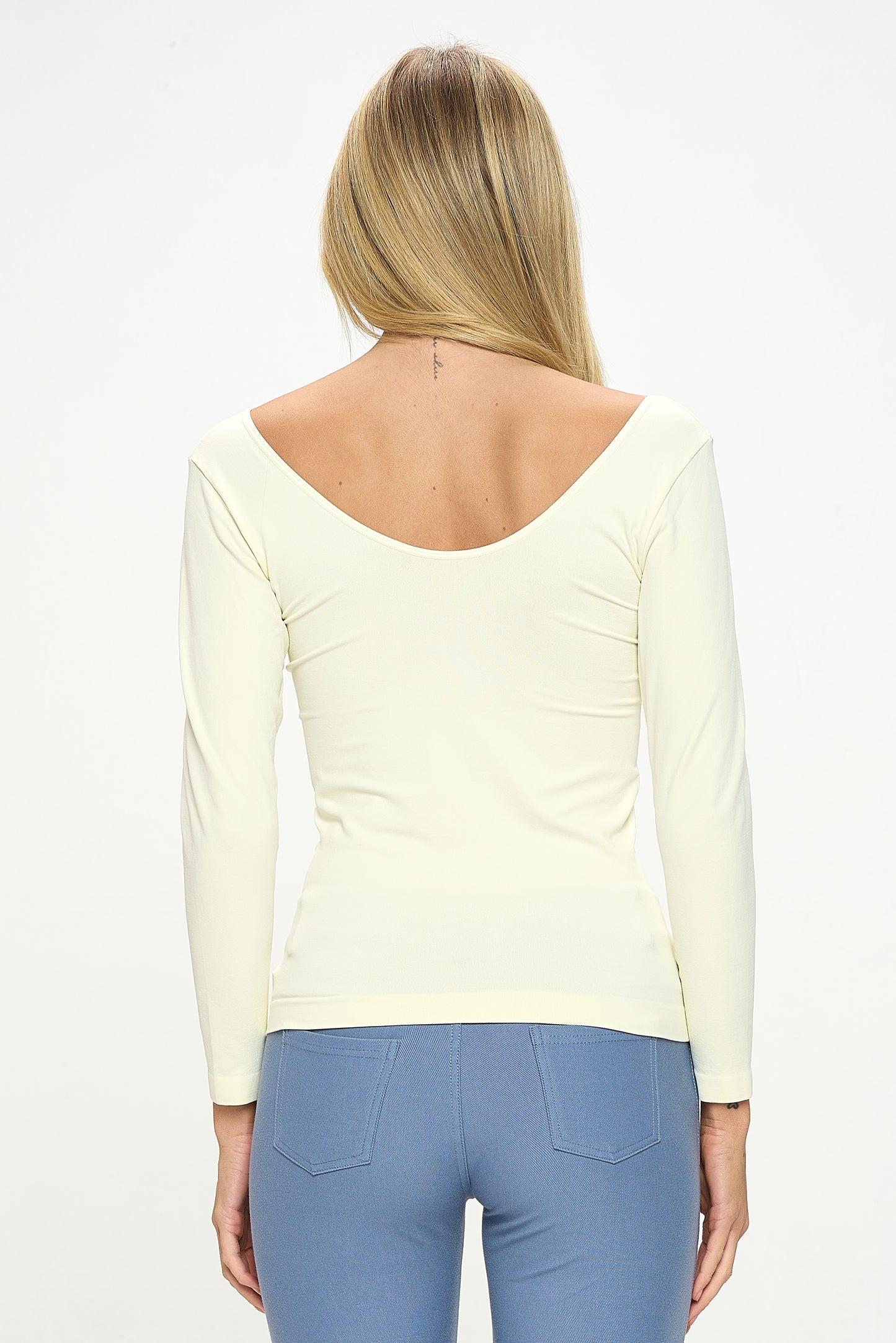 Women's Seamless Reversible V-Neck Long Sleeve Top
