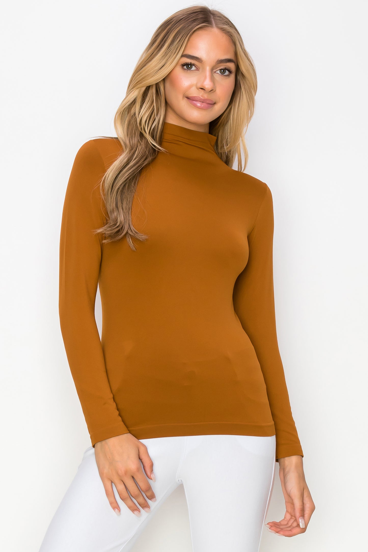 Women's Bare Essential Seamless Mock Neck Long Sleeve Top