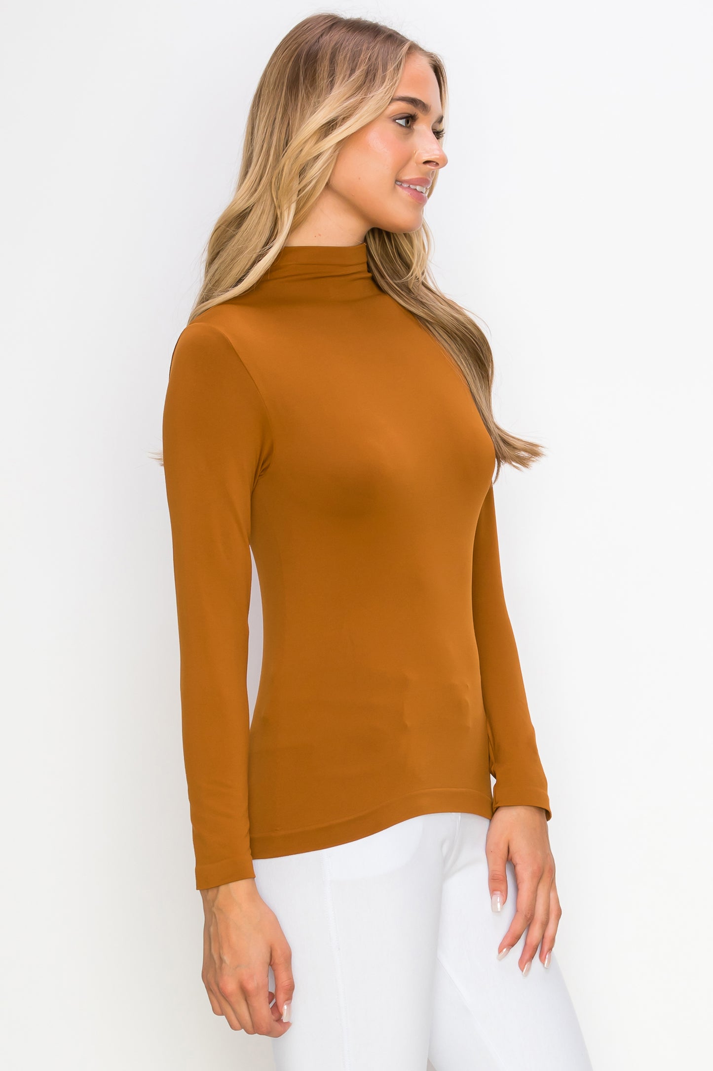 Women's Bare Essential Seamless Mock Neck Long Sleeve Top