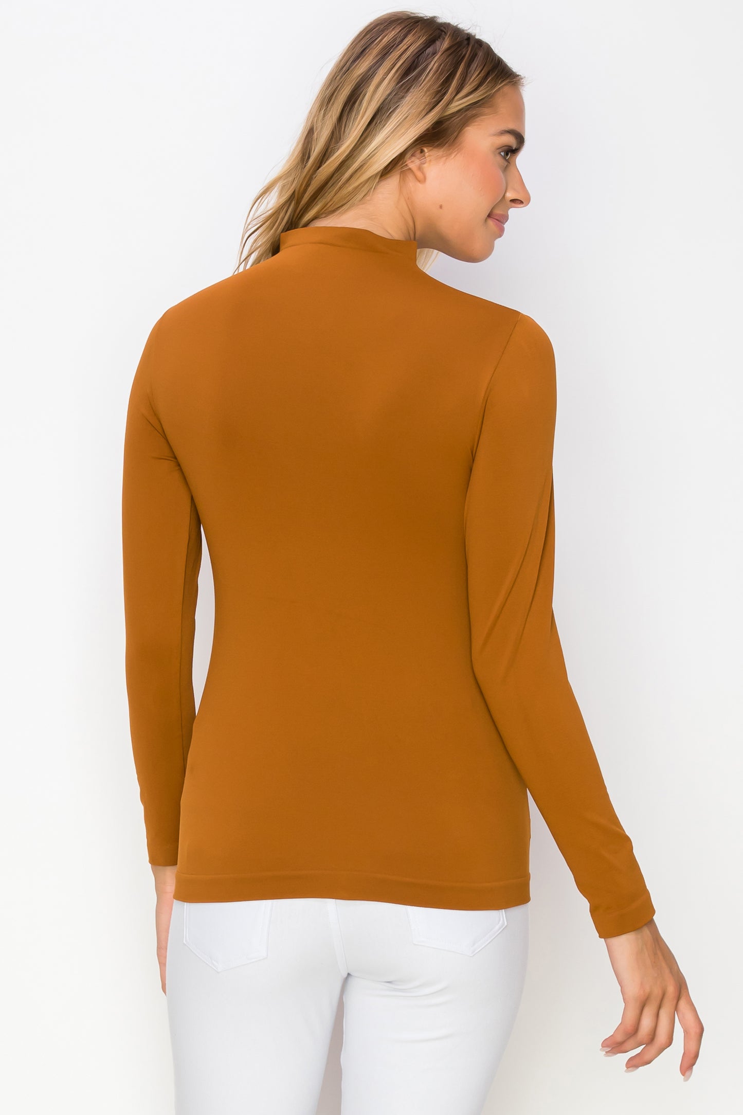 Women's Bare Essential Seamless Mock Neck Long Sleeve Top