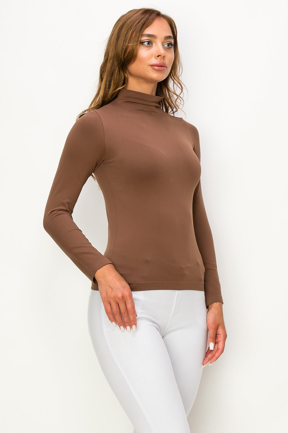 Women's Bare Essential Seamless Mock Neck Long Sleeve Top