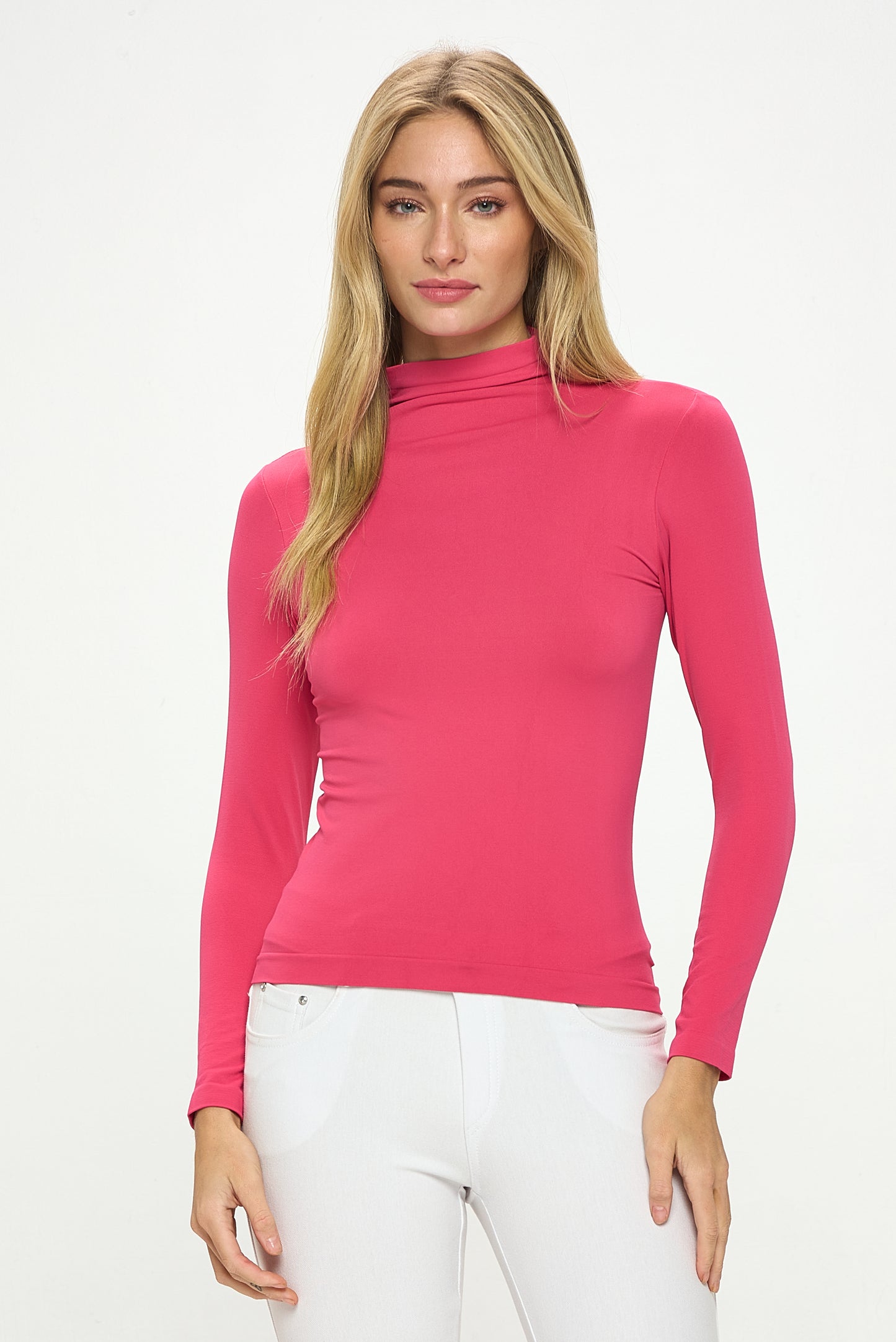 Women's Bare Essential Seamless Mock Neck Long Sleeve Top