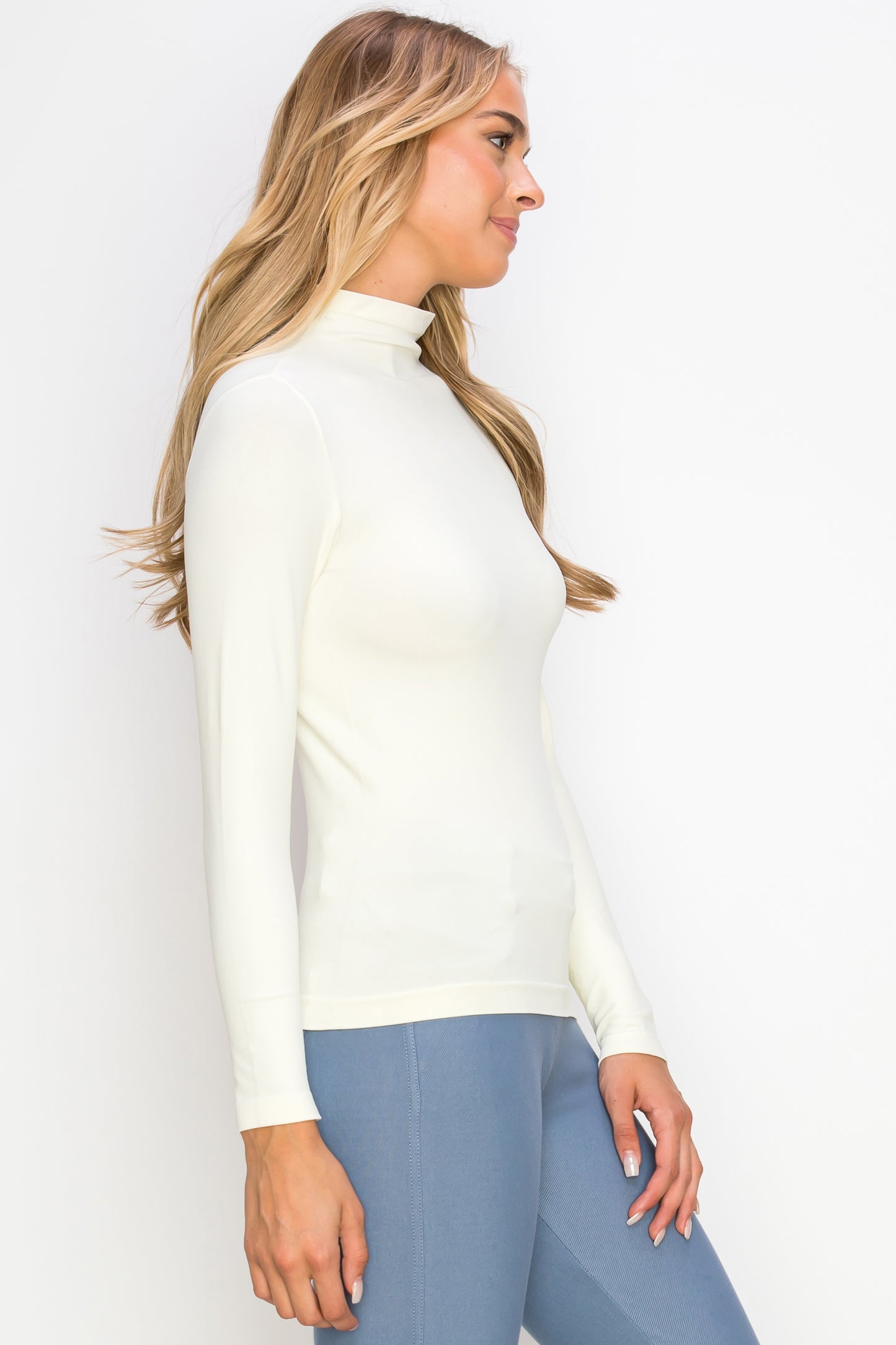 Women's Bare Essential Seamless Mock Neck Long Sleeve Top