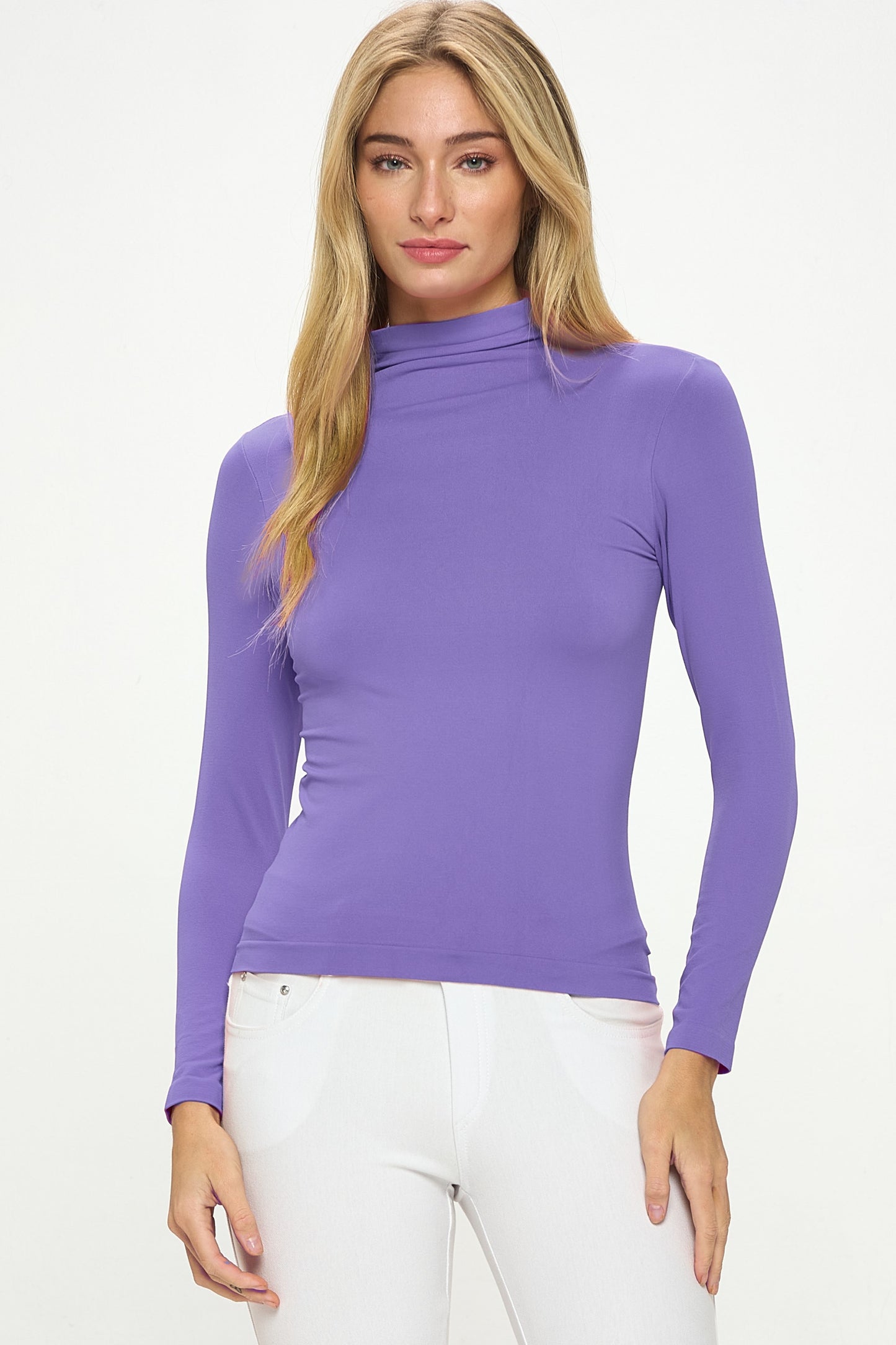 Women's Bare Essential Seamless Mock Neck Long Sleeve Top
