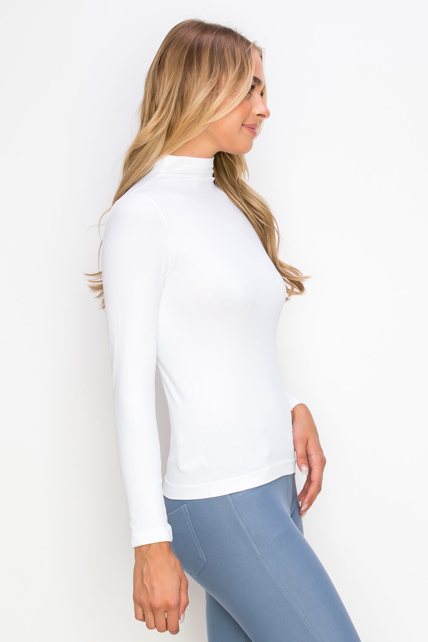 Women's Bare Essential Seamless Mock Neck Long Sleeve Top