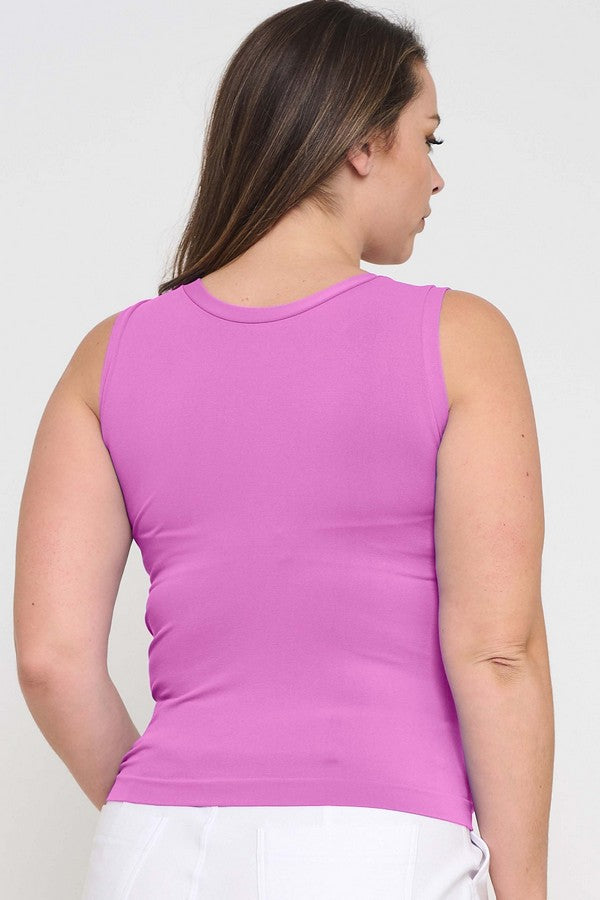 Mocha High-Low Reversible Neckline Seamless Tank Top