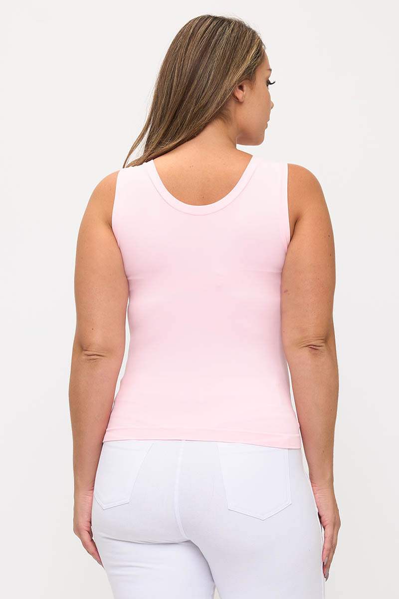 Smokey Olive High-Low Reversible Neckline Seamless Tank Top
