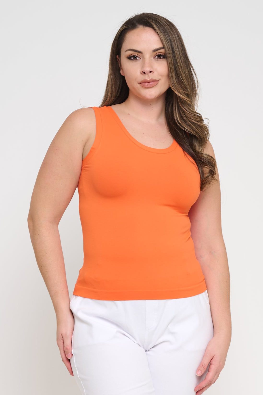 White High-Low Reversible Neckline Seamless Tank Top