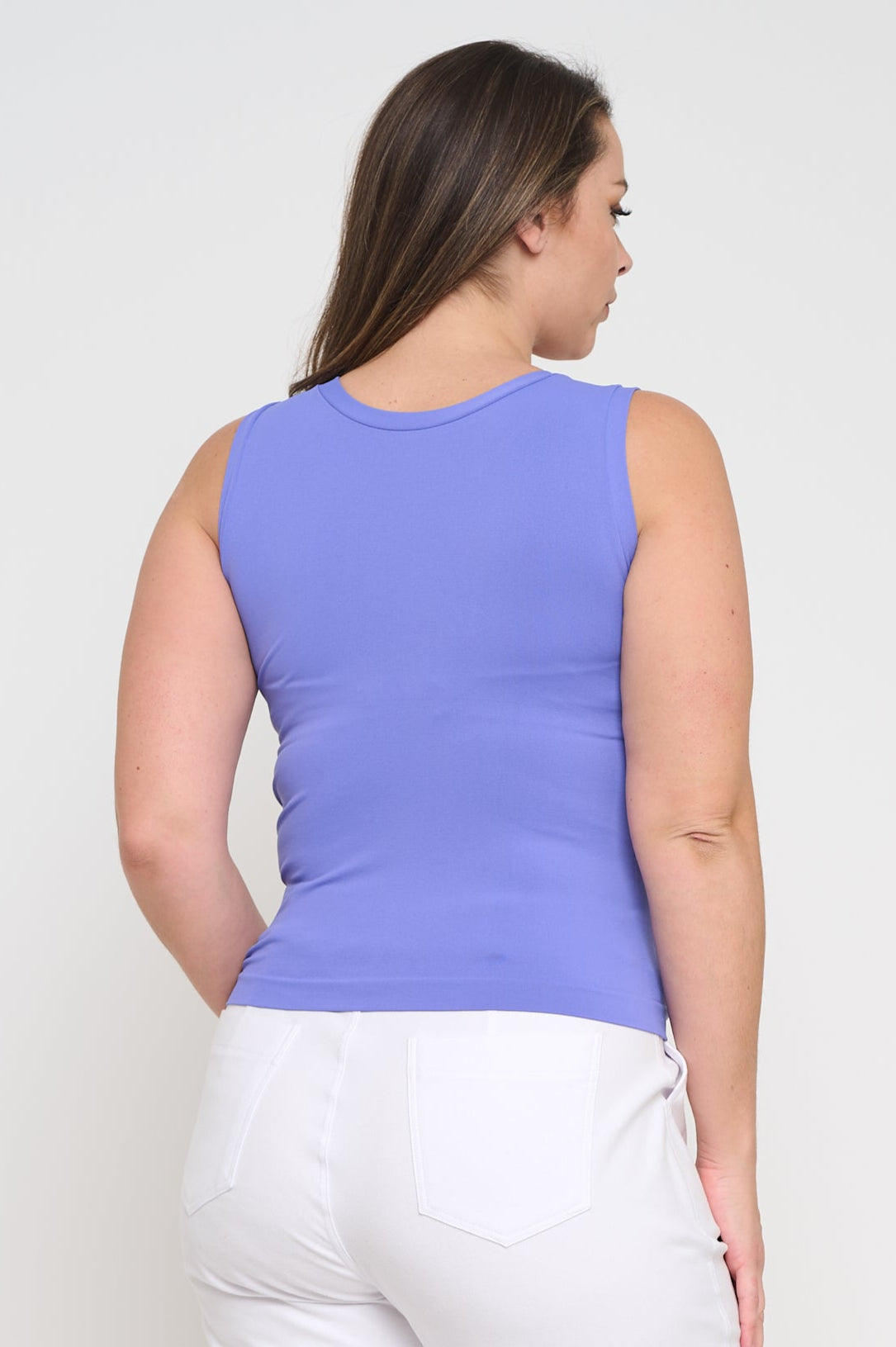 Denim High-Low Reversible Neckline Seamless Tank Top