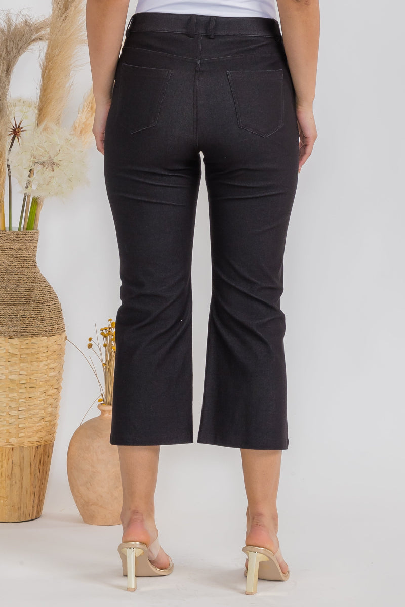 Plus Size Women's Classic Solid Straight Leg Crop Jeggings - Yelete
