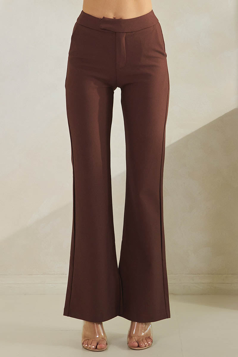 Women's Ponte Pants with Inner Side Opening - Yelete
