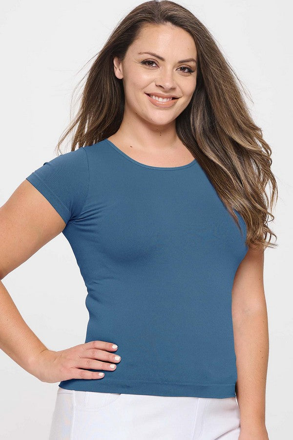 Women's Seamless Crew Neck Short Sleeve Top - Yelete