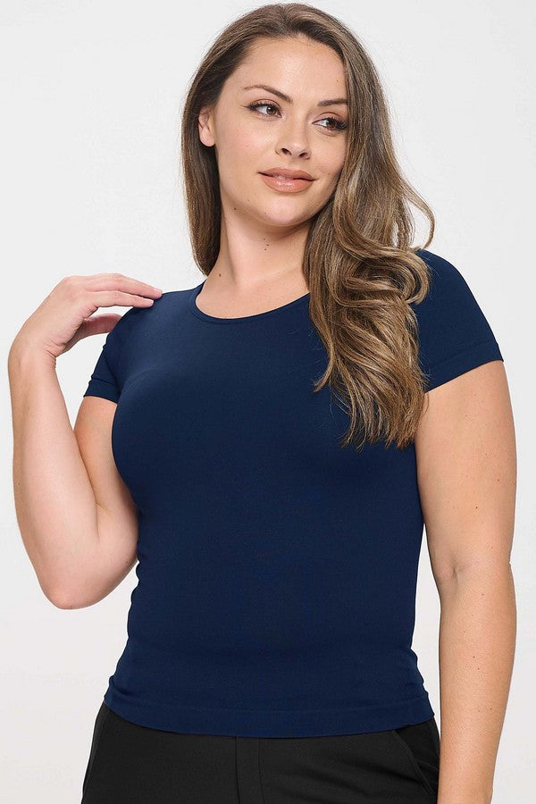 Women's Seamless Crew Neck Short Sleeve Top - Yelete