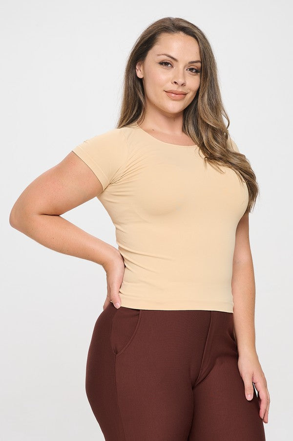 Women's Seamless Crew Neck Short Sleeve Top - Yelete