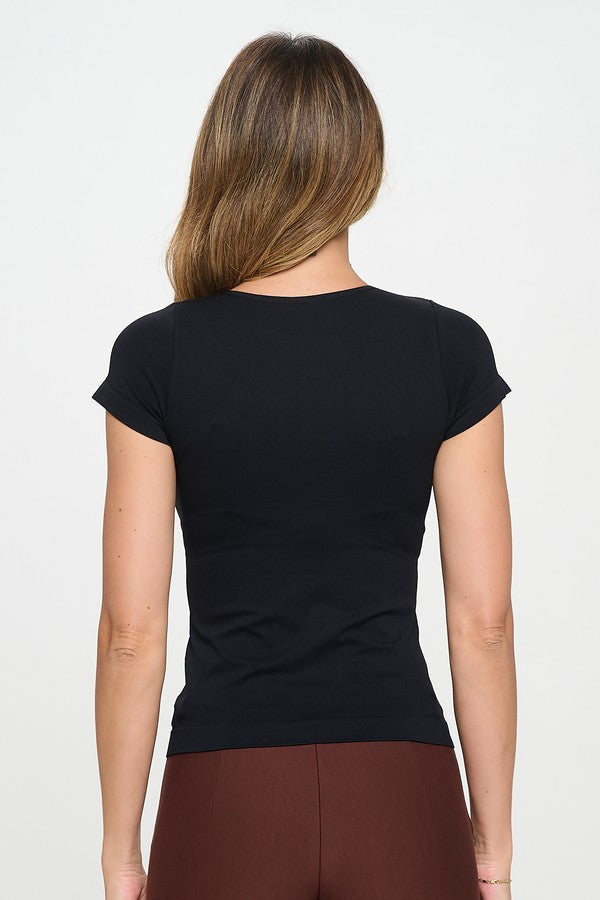 Women's Seamless Crew Neck Short Sleeve Top - Yelete