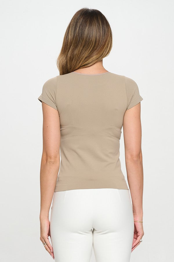 Women's Seamless Crew Neck Short Sleeve Top - Yelete