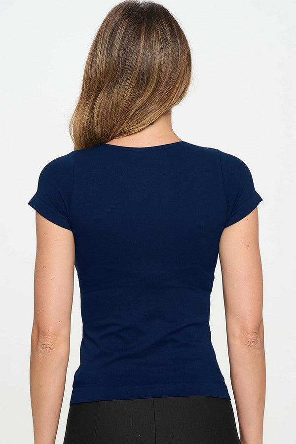 Women's Seamless Crew Neck Short Sleeve Top - Yelete