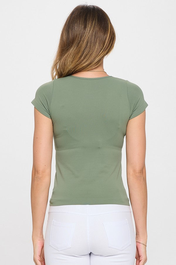 Women's Seamless Crew Neck Short Sleeve Top - Yelete