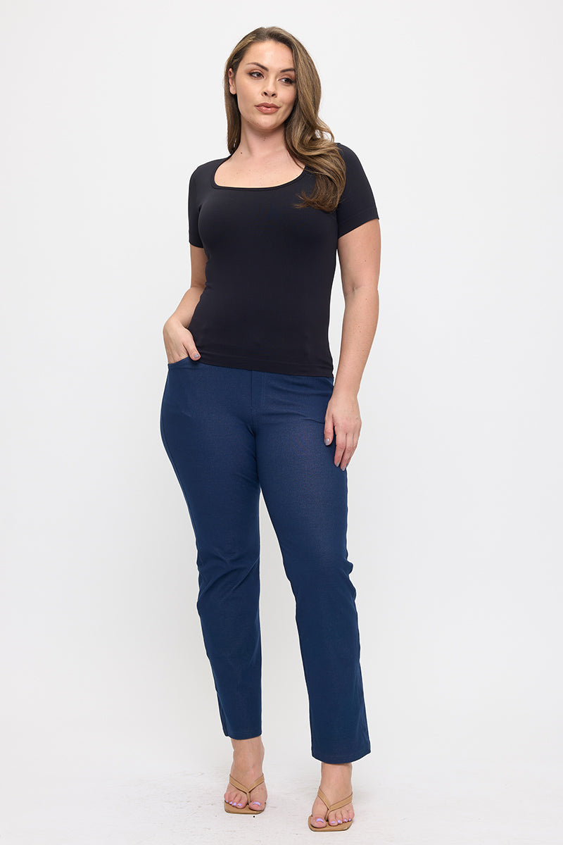 Women's Seamless Scoop Neck Short Sleeve Top