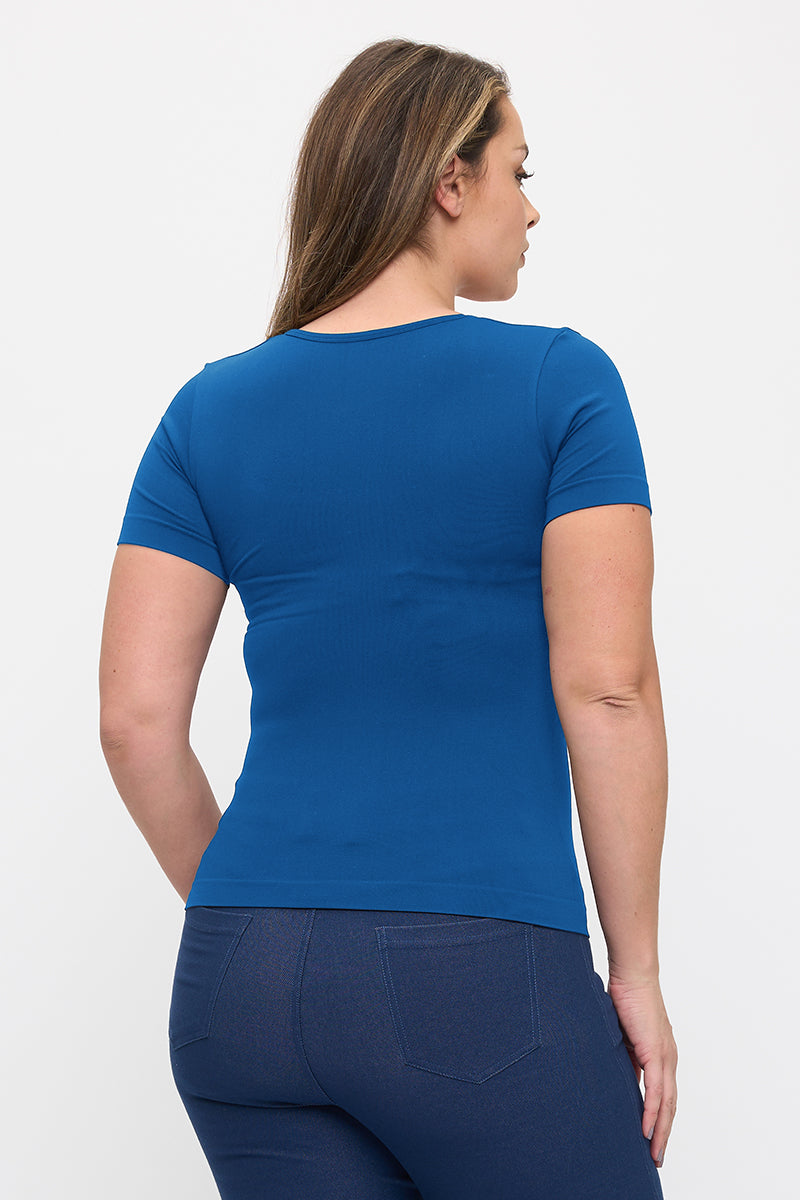 Women's Seamless Scoop Neck Short Sleeve Top