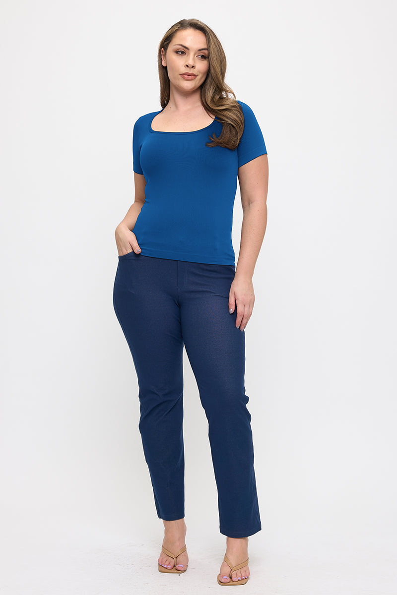 Women's Seamless Scoop Neck Short Sleeve Top