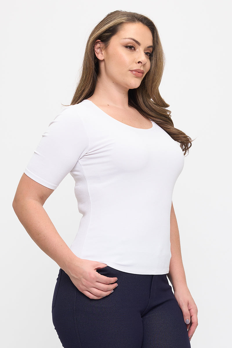 Women's Seamless Scoop Neck Short Sleeve Top