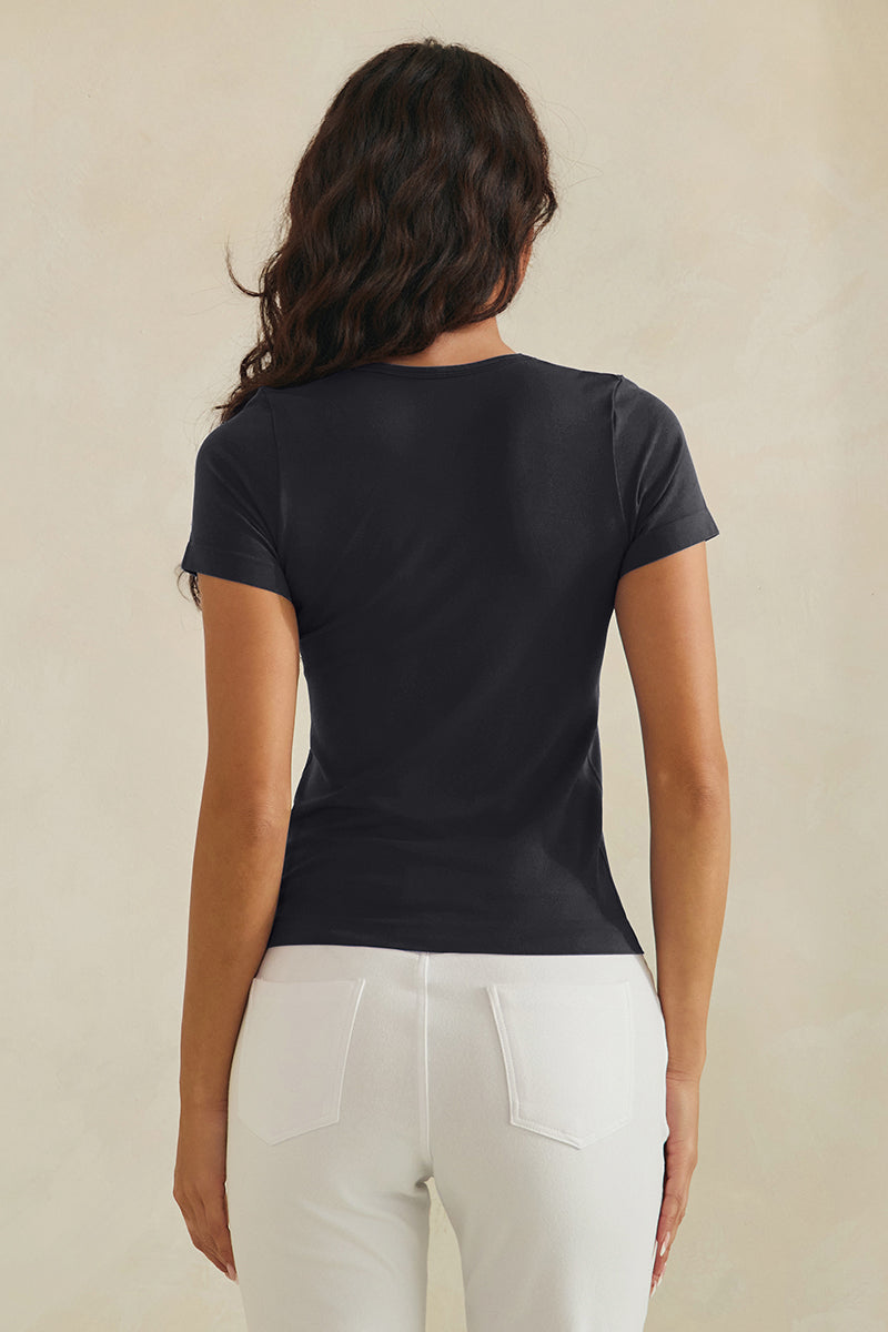 Women's Seamless Scoop Neck Short Sleeve Top