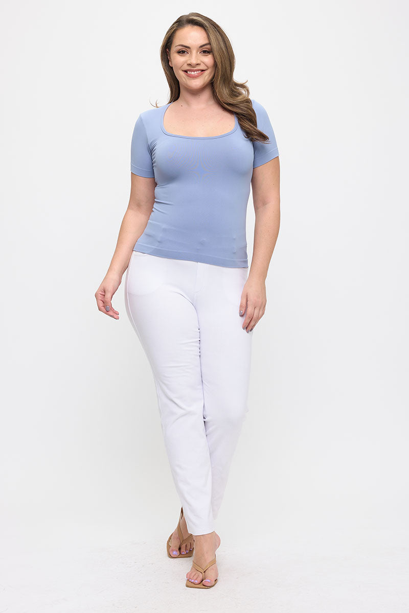 Women's Seamless Scoop Neck Short Sleeve Top