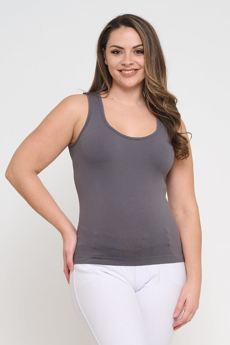 Women's U Neck Solid Seamless Tank - Yelete