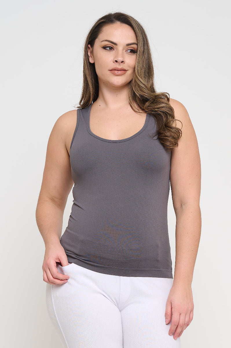 Women's U Neck Solid Seamless Tank - Yelete