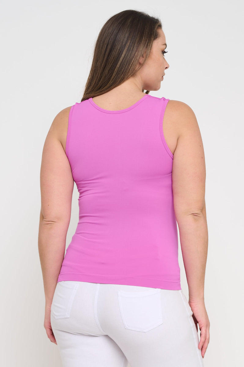 Women's U Neck Solid Seamless Tank - Yelete