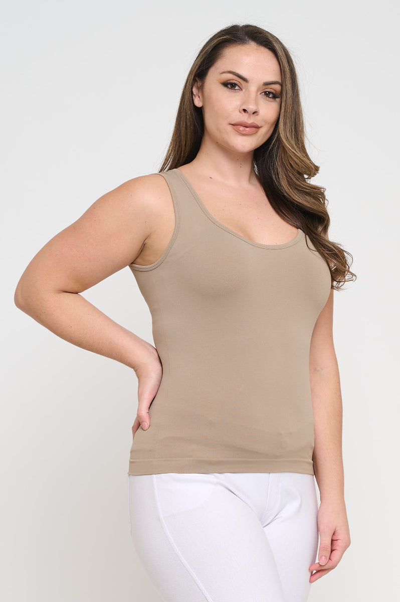 Women's U Neck Solid Seamless Tank - Yelete