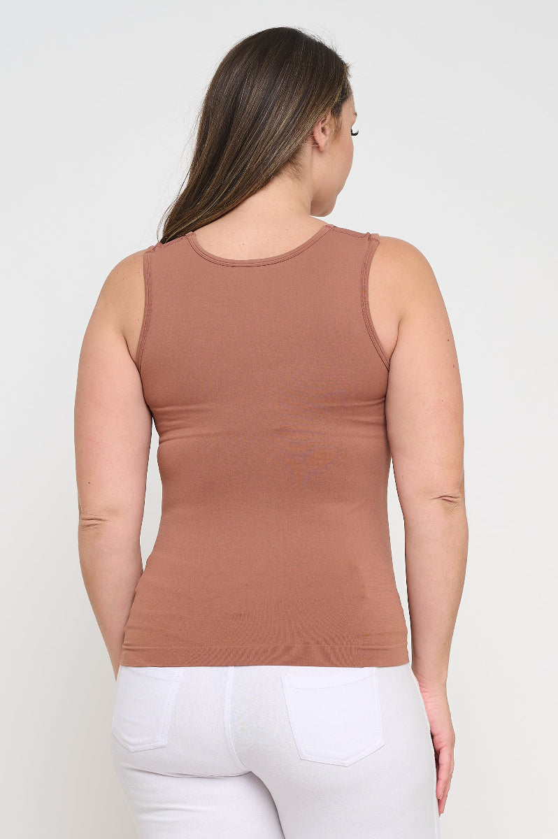 Women's U Neck Solid Seamless Tank - Yelete