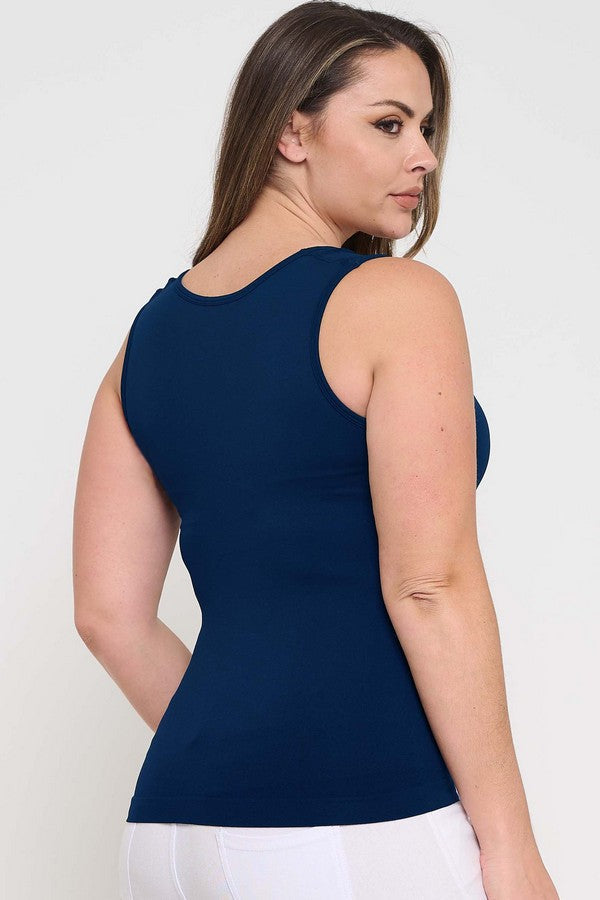 Women's U Neck Solid Seamless Tank - Yelete