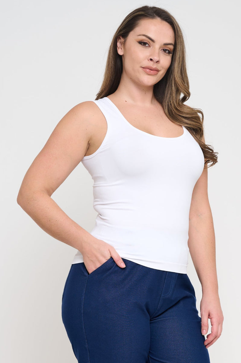 Women's U Neck Solid Seamless Tank - Yelete