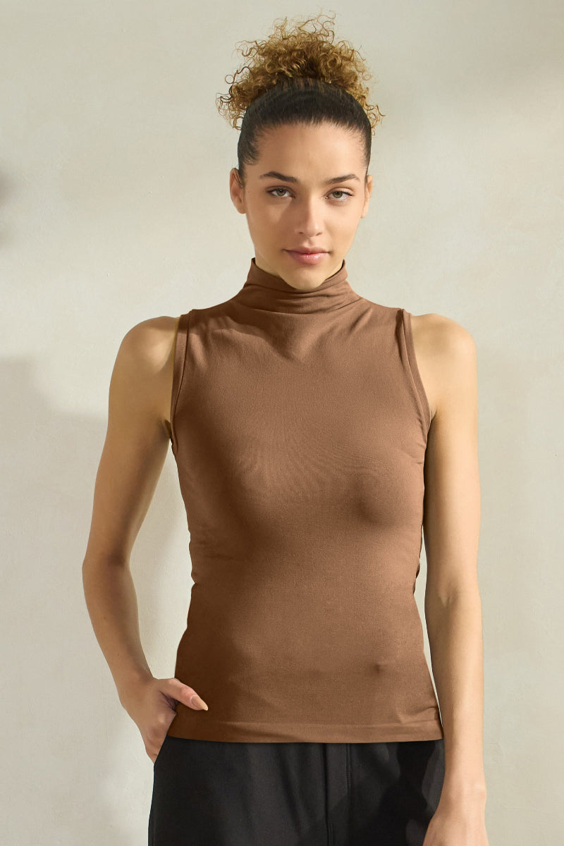 Women's Mock Neck Seamless Sleeveless Tank
