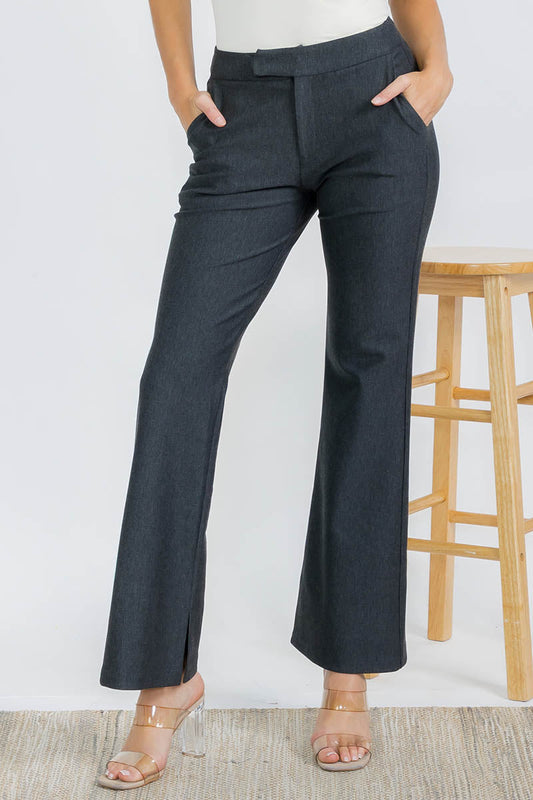 Women's Ponte Pants with Inner Side Opening - Yelete