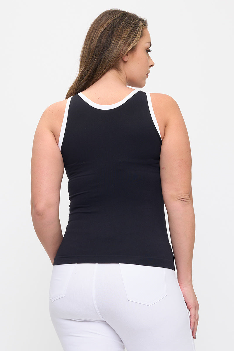 Women's Seamless Reversible High Neck Contrast Trim Tank Top