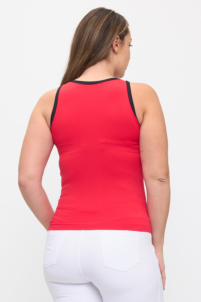 Women's Seamless Reversible High Neck Contrast Trim Tank Top