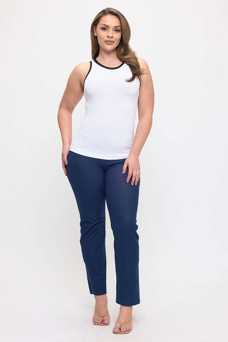 Women's Seamless Reversible High Neck Contrast Trim Tank Top