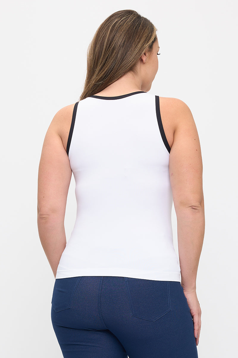 Women's Seamless Reversible High Neck Contrast Trim Tank Top