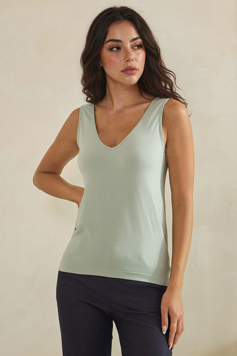 Women's Airsoft Seamless Reversible U-V Neckline Modal Tank Top