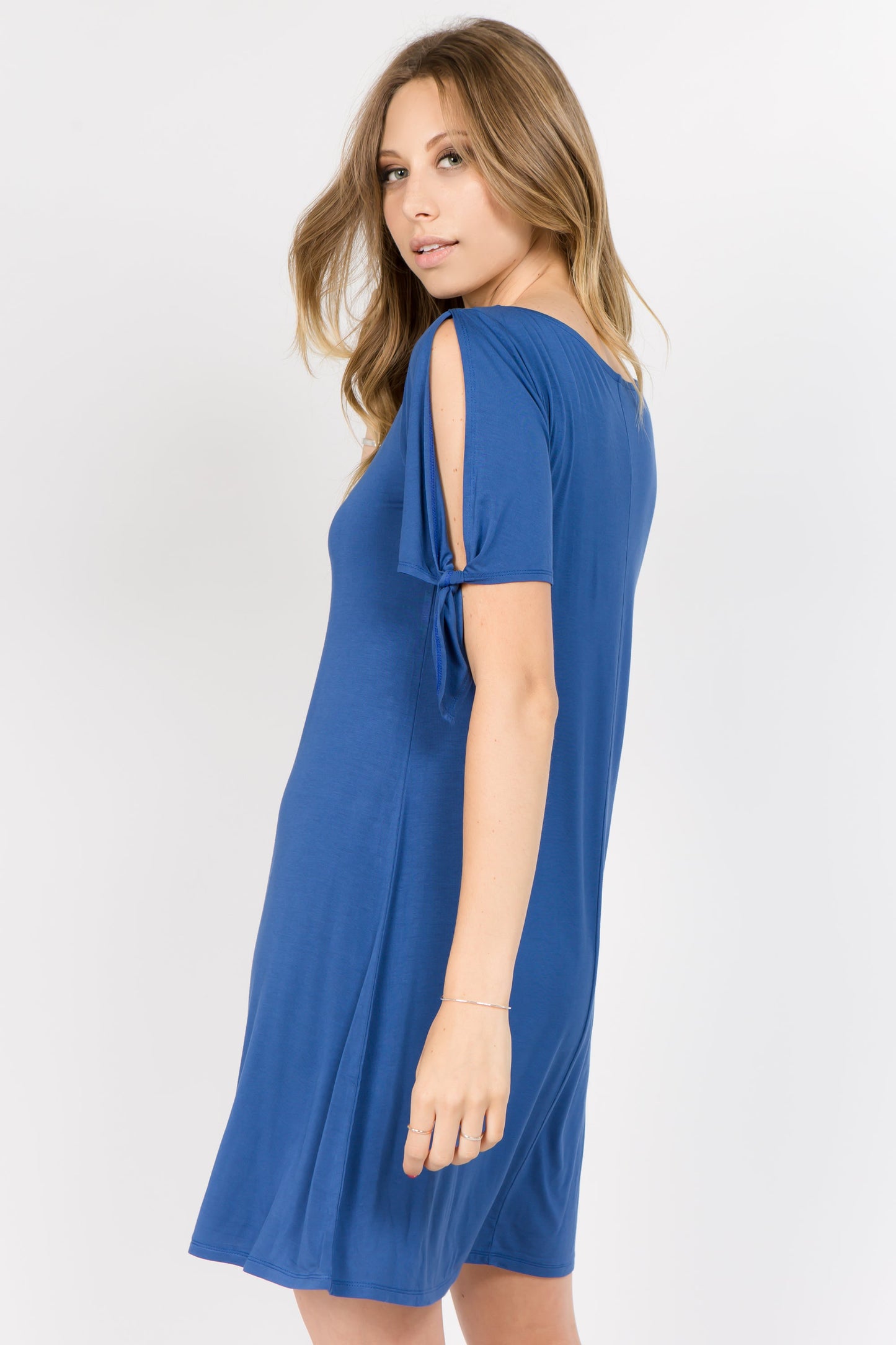 Lady's Knot Tie Sleeve Shift Dress